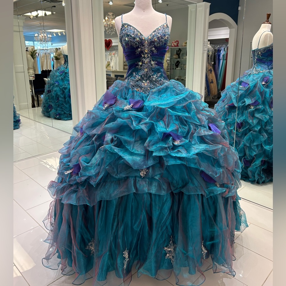 Stunning Teal and Cobalt Quinceañera Dress